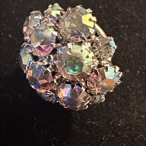 Vintage Sarah Coventry Aurora Borealis Cluster Ring adjustable EUC